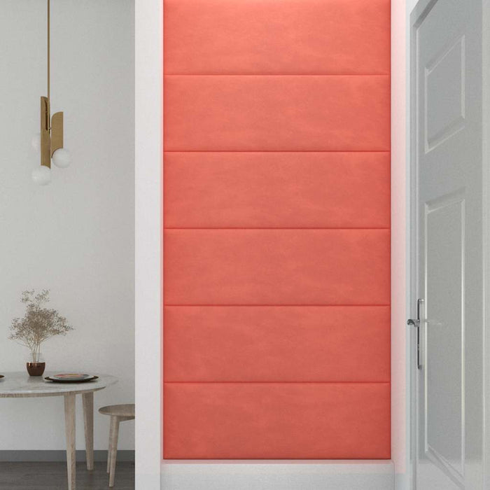 Pannelli Murali 12 pz Rosa 90x30 cm Velluto 3,24 mÂ²