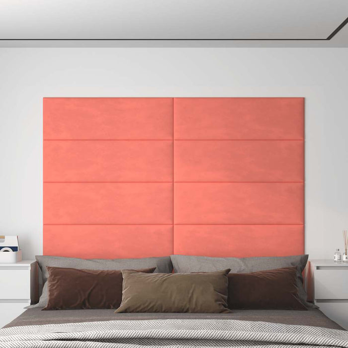 Pannelli Murali 12 pz Rosa 90x30 cm Velluto 3,24 mÂ²
