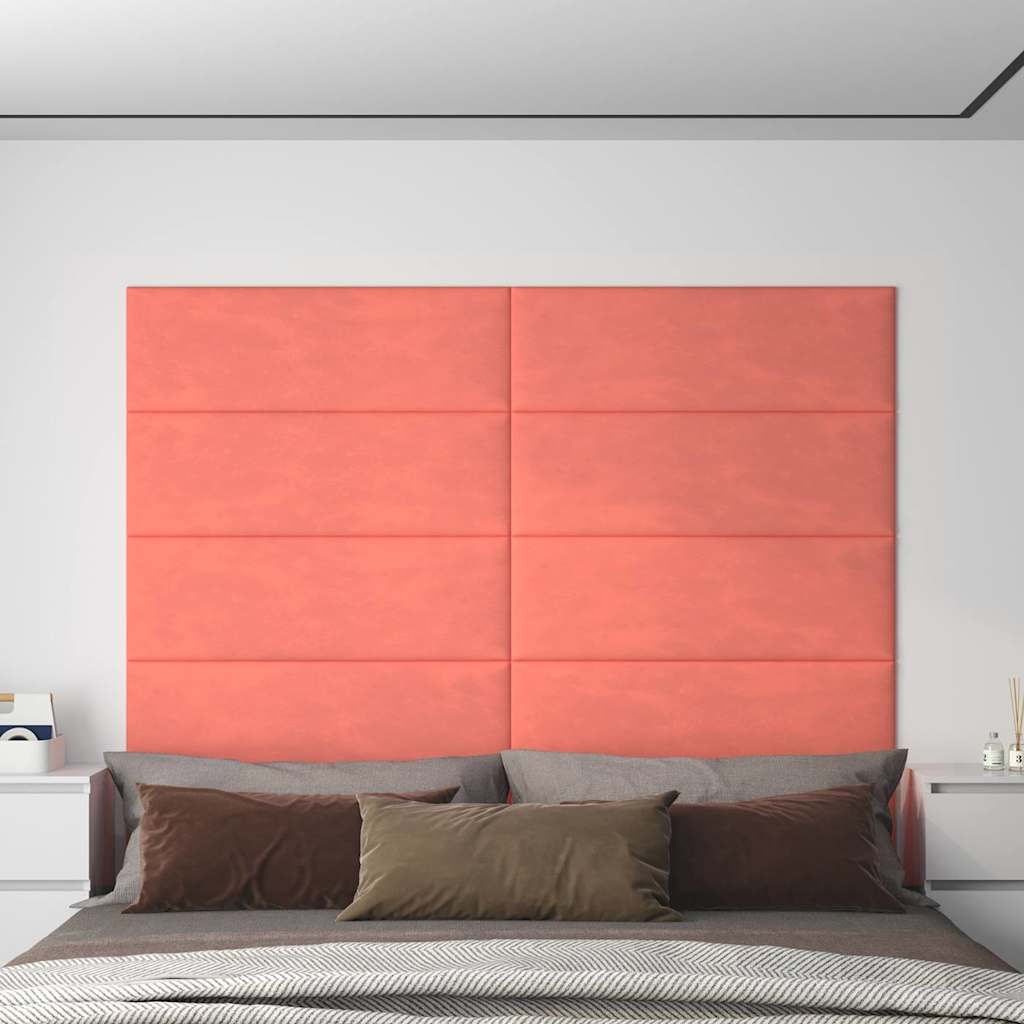 Pannelli Murali 12 pz Rosa 90x30 cm Velluto 3,24 m² 343922