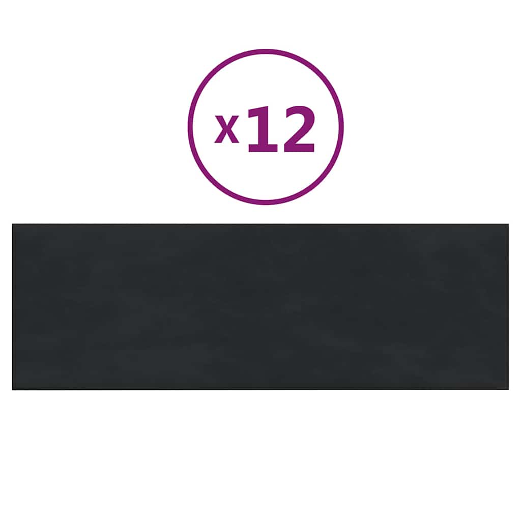 vidaXL Pannelli Murali 12 pz Neri 90x30 cm Velluto 3,24 m²