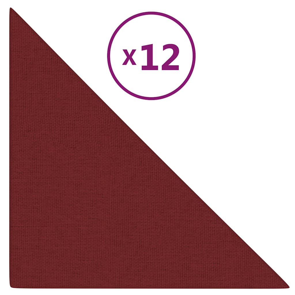 Pannelli Murali 12 pz Rosso Vino 30x30 cm Tessuto 0,54 mÂ²