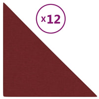 Pannelli Murali 12 pz Rosso Vino 30x30 cm Tessuto 0,54 mÂ²