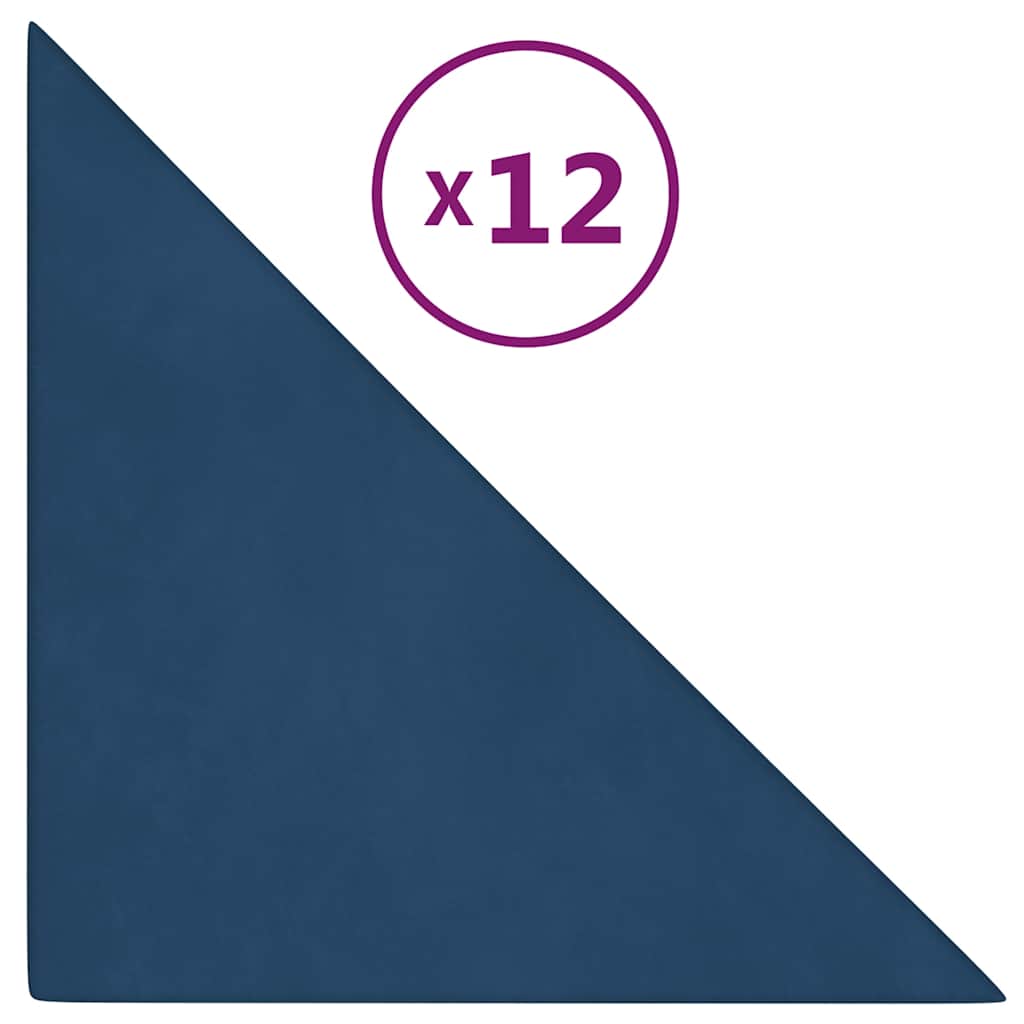 Pannelli Murali 12 pz Blu 30x30 cm in Velluto 0,54 m² 343946