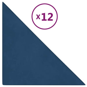 Pannelli Murali 12 pz Blu 30x30 cm in Velluto 0,54 m² 343946