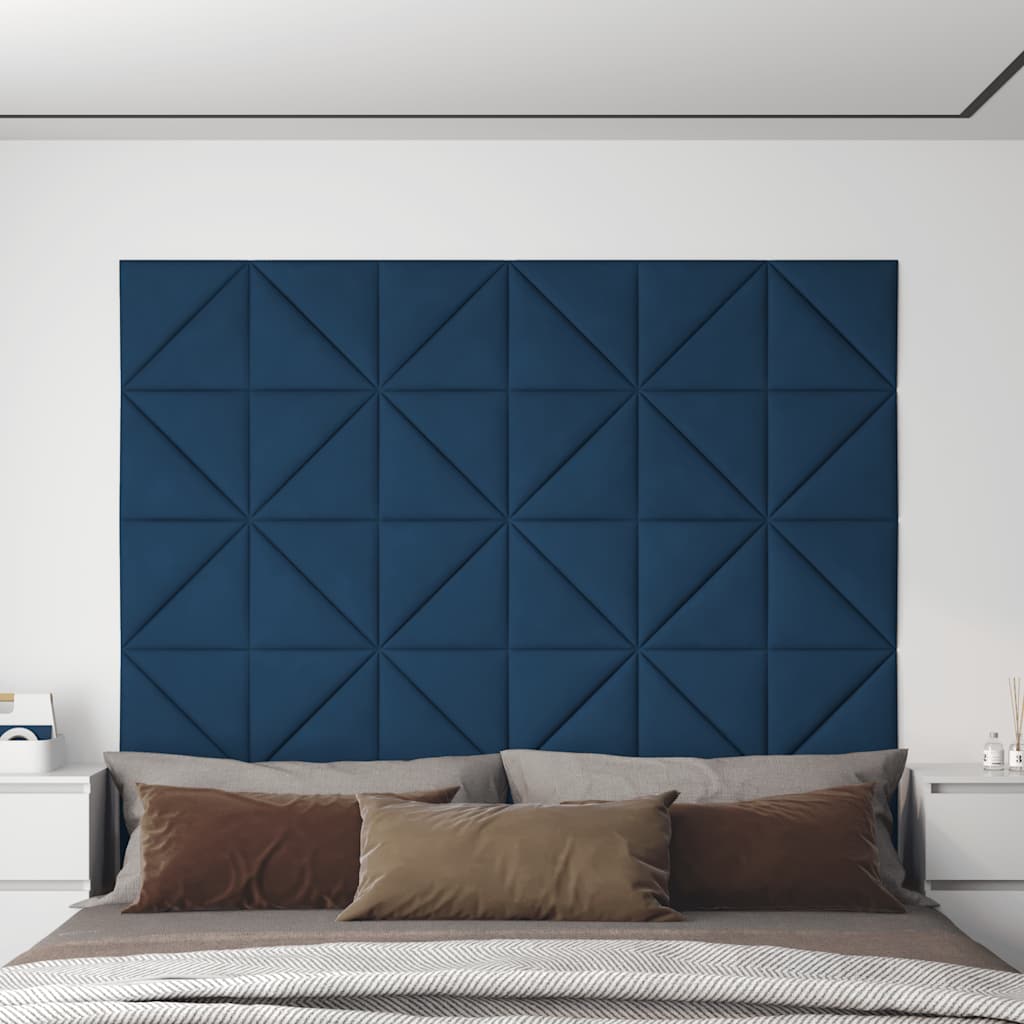 Pannelli Murali 12 pz Blu 30x30 cm in Velluto 0,54 m² 343946