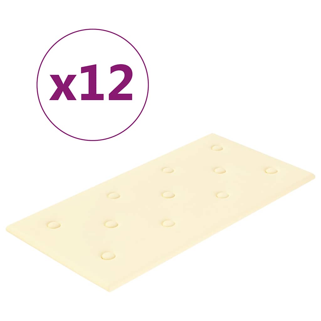 Pannelli Murali 12 pz Crema 60x30 cm Similpelle 2,16 m² 343989