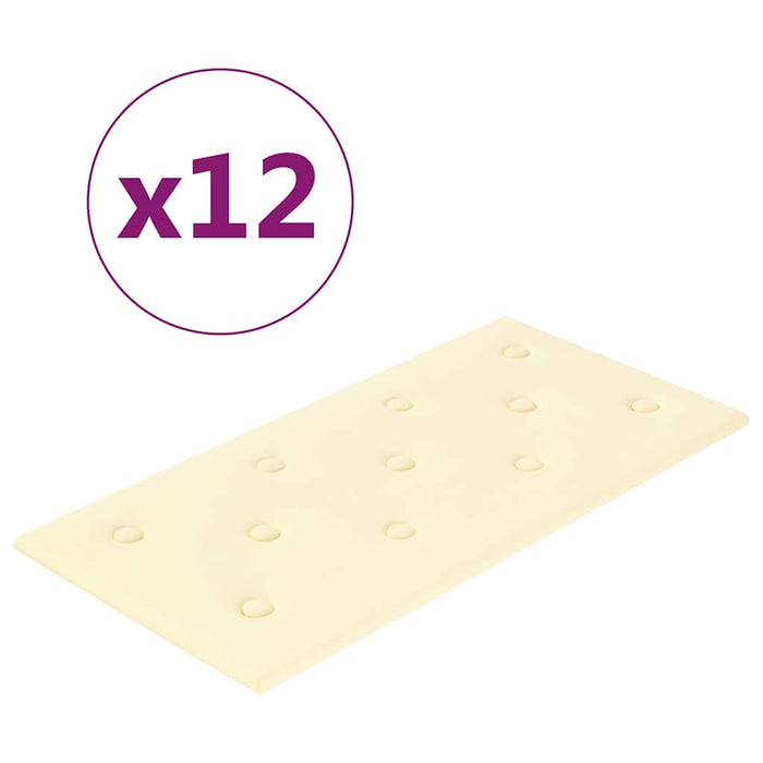 Pannelli Murali 12 pz Crema 60x30 cm Similpelle 2,16 m² 343989