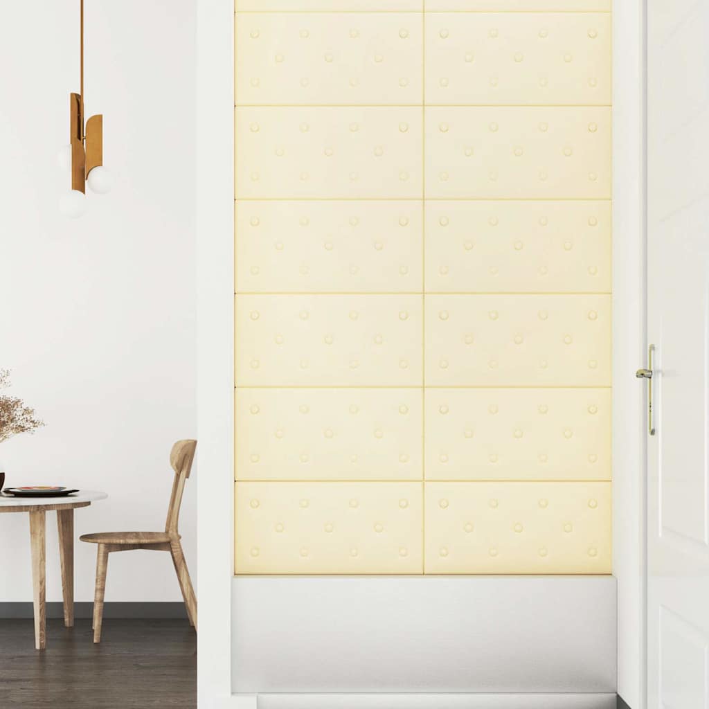Pannelli Murali 12 pz Crema 60x30 cm Similpelle 2,16 m² 343989