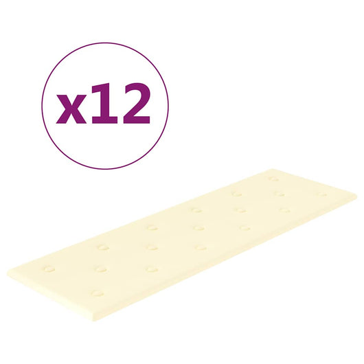 Pannelli Murali 12 pz Crema 90x30 cm in Similpelle 3,24 m² 344003