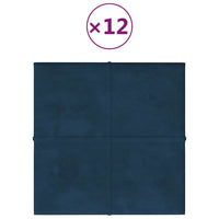 Pannelli Murali 12 pz Blu 30x30 cm in Velluto 1,08 m² 344041