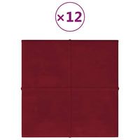 Pannelli Murali 12 pz Rosso Vino 60x15 cm Velluto 1,08 m² 344046