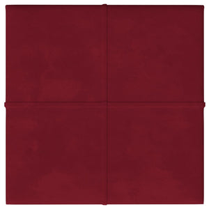 Pannelli Murali 12 pz Rosso Vino 60x15 cm Velluto 1,08 m² 344046