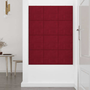 Pannelli Murali 12 pz Rosso Vino 60x15 cm Velluto 1,08 mÂ² cod mxl 23444