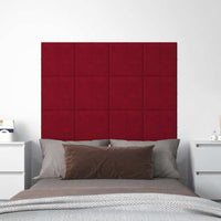 Pannelli Murali 12 pz Rosso Vino 60x15 cm Velluto 1,08 mÂ² cod mxl 23444