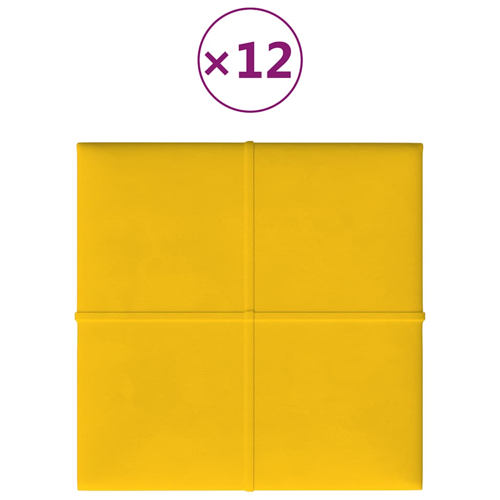 Pannelli Murali 12 pz Gialli 30x30 cm Velluto 1,08 m² 344048