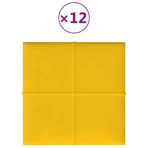 Pannelli Murali 12 pz Gialli 30x30 cm Velluto 1,08 m² 344048