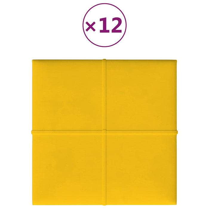 Pannelli Murali 12 pz Gialli 30x30 cm Velluto 1,08 m² 344048