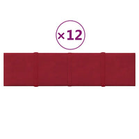 Pannelli Murali 12 pz Rosso Vino 60x15 cm Velluto 1,08 mÂ²