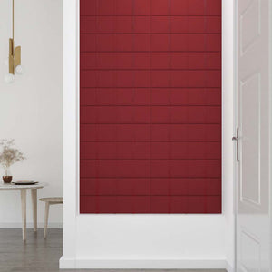 Pannelli Murali 12 pz Rosso Vino 60x15 cm Velluto 1,08 mÂ²