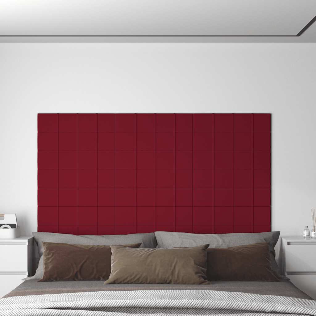Pannelli Murali 12 pz Rosso Vino 60x15 cm Velluto 1,08 mÂ²