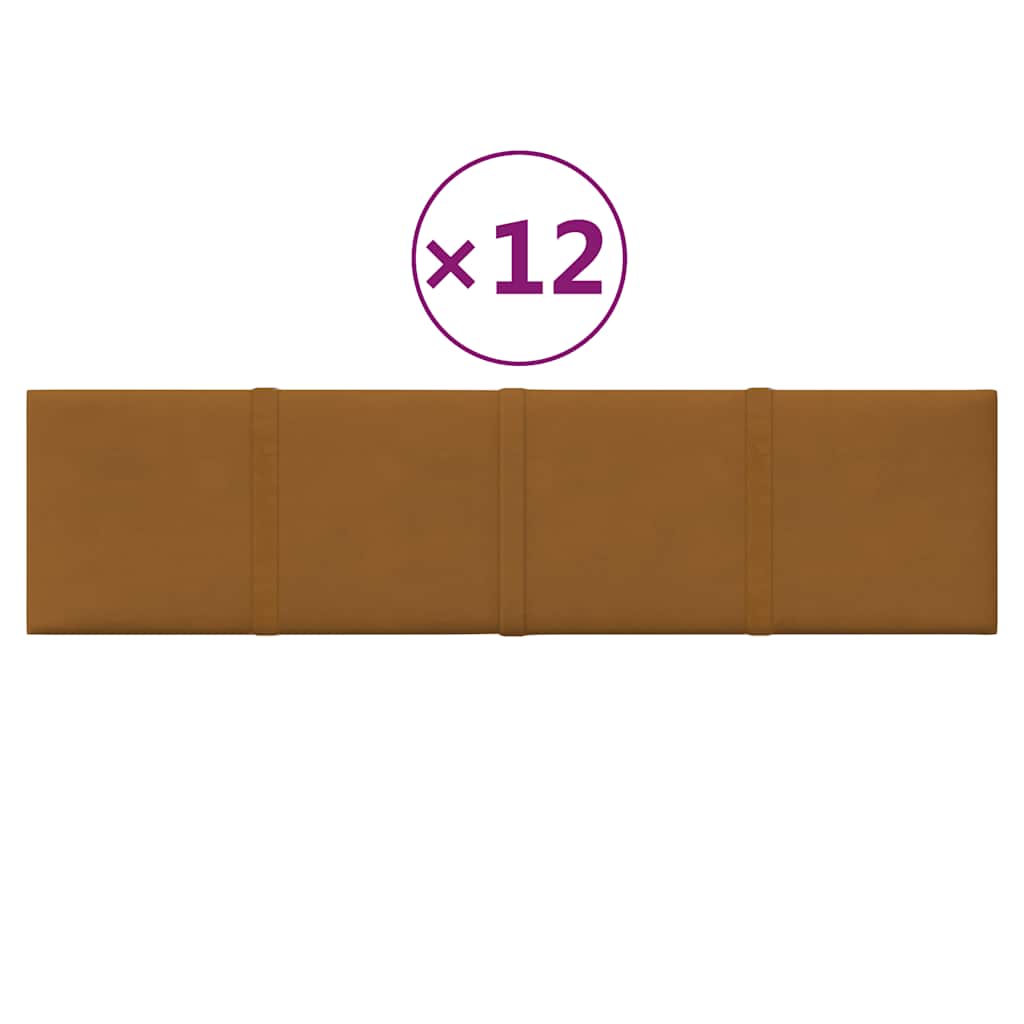 Pannelli Murali 12 pz Marroni 60x15 cm Velluto 1,08 mÂ²