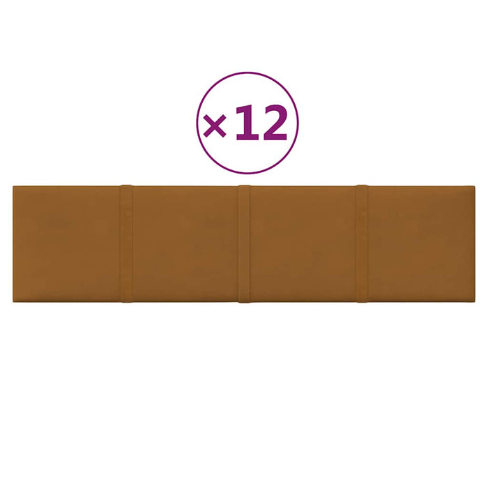 Pannelli Murali 12 pz Marroni 60x15 cm Velluto 1,08 mÂ²