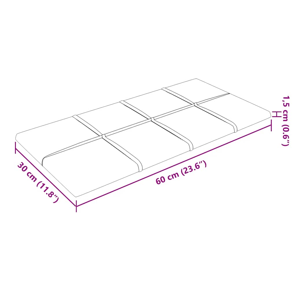 Pannelli Murali 12 pz Viola 60x30 cm in Tessuto 2,16 m² 344078