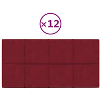 Pannelli Murali 12 pz Rosso Vino 60x30 cm in Velluto 2,16 mÂ²