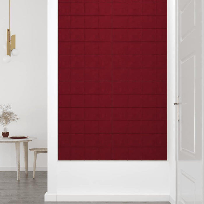 Pannelli Murali 12 pz Rosso Vino 60x30 cm in Velluto 2,16 mÂ²