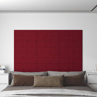 Pannelli Murali 12 pz Rosso Vino 60x30 cm in Velluto 2,16 mÂ²