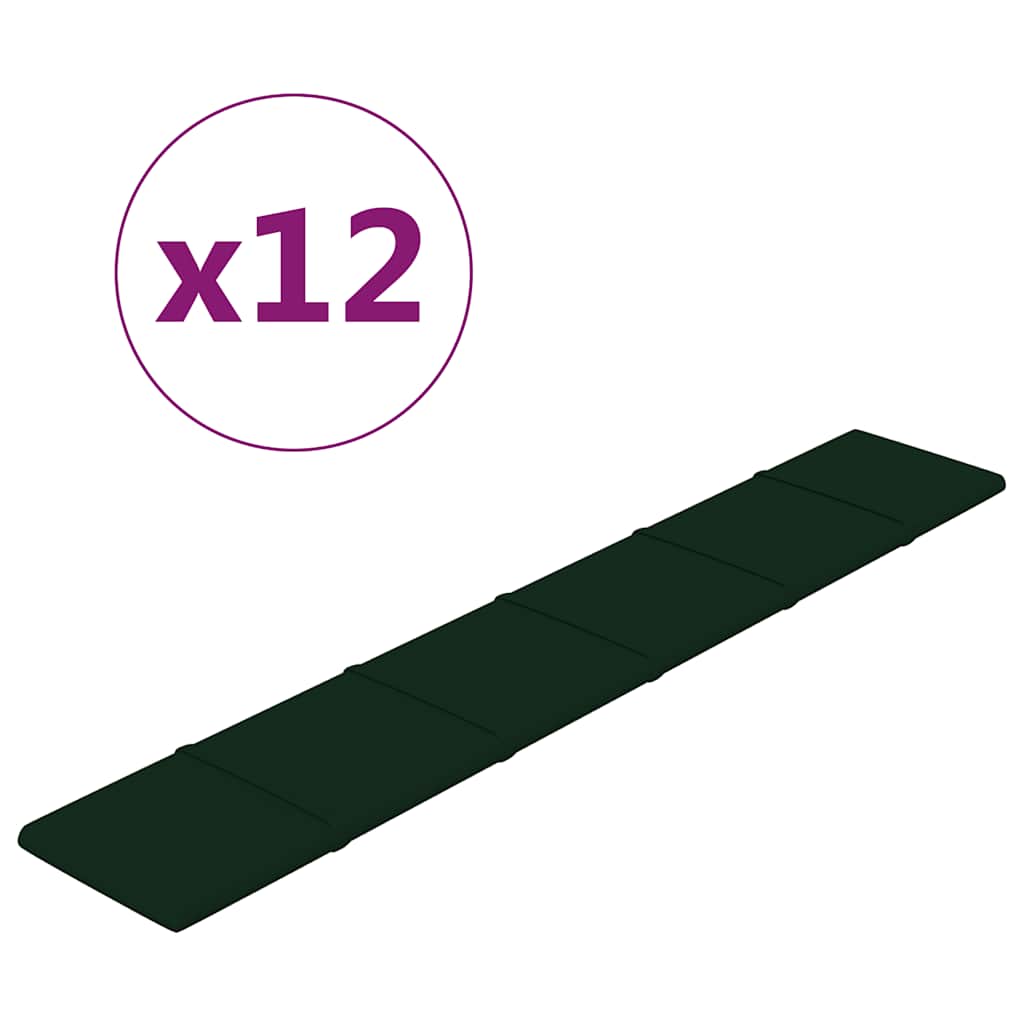Pannelli Murali 12 pz Verde Scuro 90x15 cm Velluto 1,62 mÂ²