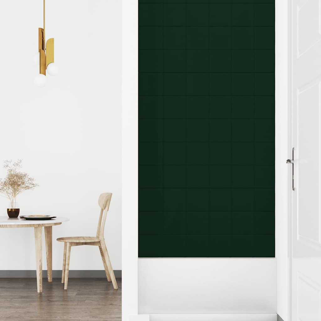 Pannelli Murali 12 pz Verde Scuro 90x15 cm Velluto 1,62 mÂ²