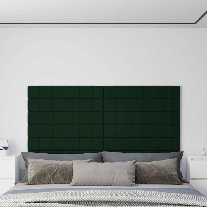 Pannelli Murali 12 pz Verde Scuro 90x15 cm Velluto 1,62 mÂ²