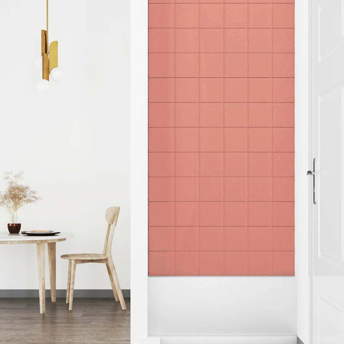 Pannelli Murali 12 pz Rosa 90x15 cm Velluto 1,62 mÂ²