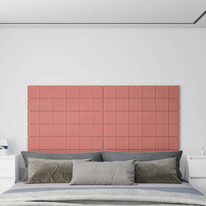 Pannelli Murali 12 pz Rosa 90x15 cm Velluto 1,62 mÂ²