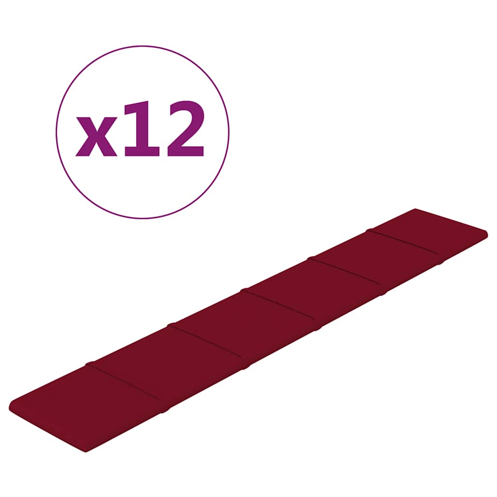 Pannelli Murali 12 pz Rosso Vino 90x15 cm Velluto 1,62 mÂ² cod mxl 25787