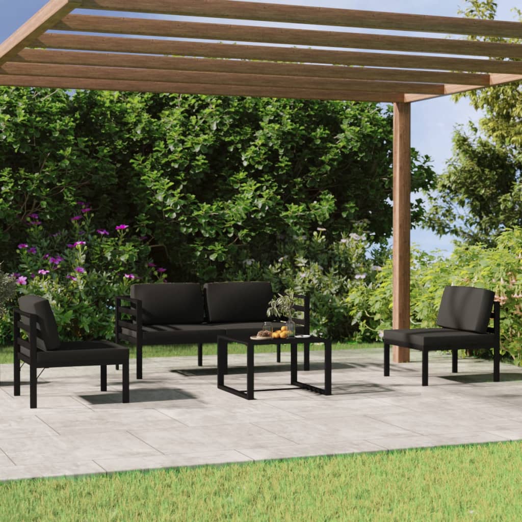 Set Divani da Giardino 5 pz con Cuscini in Alluminio Antracite 3107788