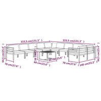 Set Divani da Giardino 11 pz con Cuscini in Alluminio Antracite cod mxl 35670