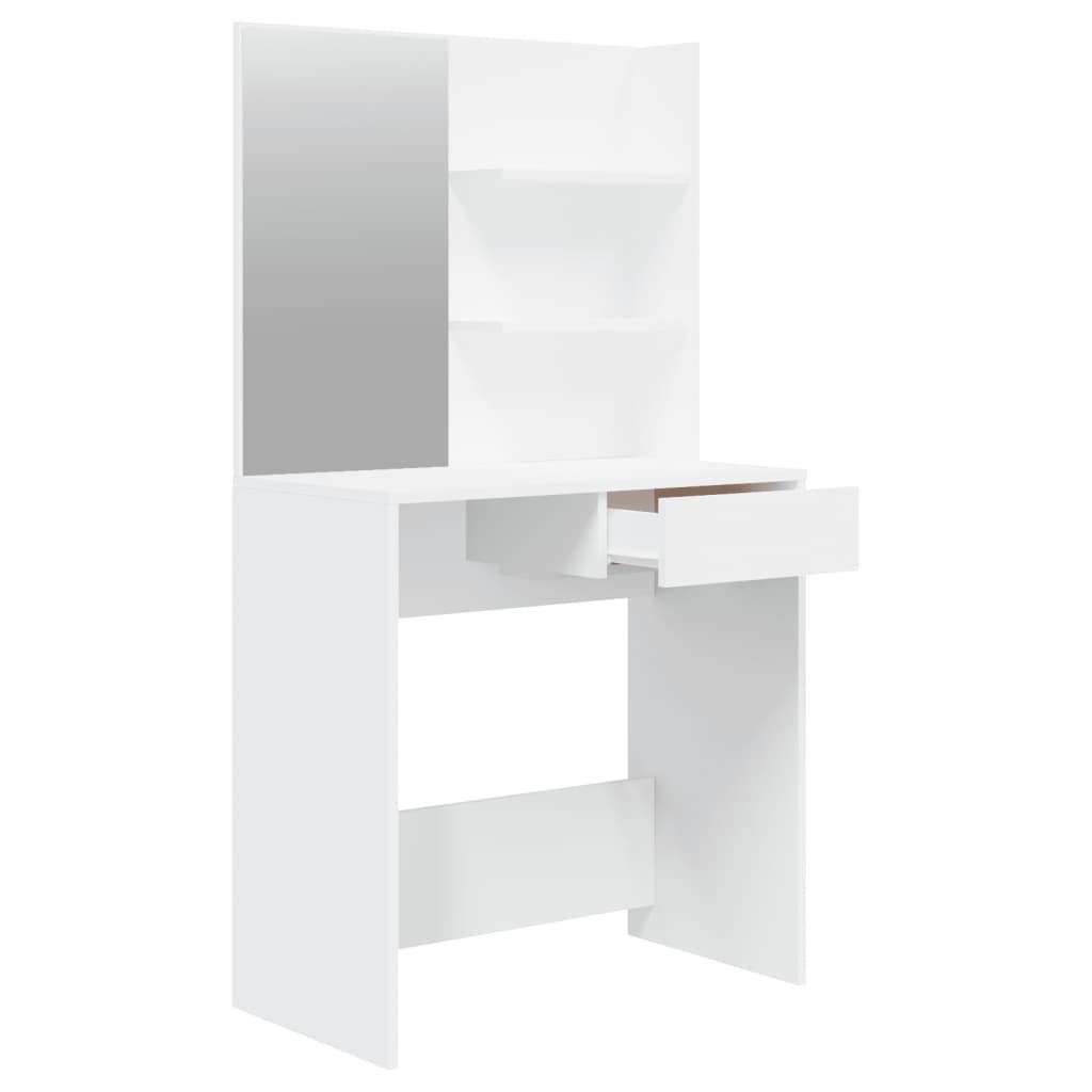 Toeletta con Specchio-Com¨°-Tavolo da trucco Bianco 74,5x40x141 cm