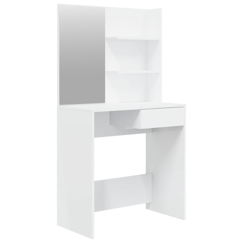 Toilette con specchio 74,5 x 40 x 141 cm bianco lucido 02_0006301