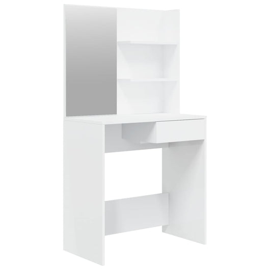 Toilette con specchio 74,5 x 40 x 141 cm bianco lucido 02_0006301