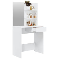 Toeletta con Specchio-Com¨°-Tavolo da trucco Bianco lucido 74,5x40x141 cm