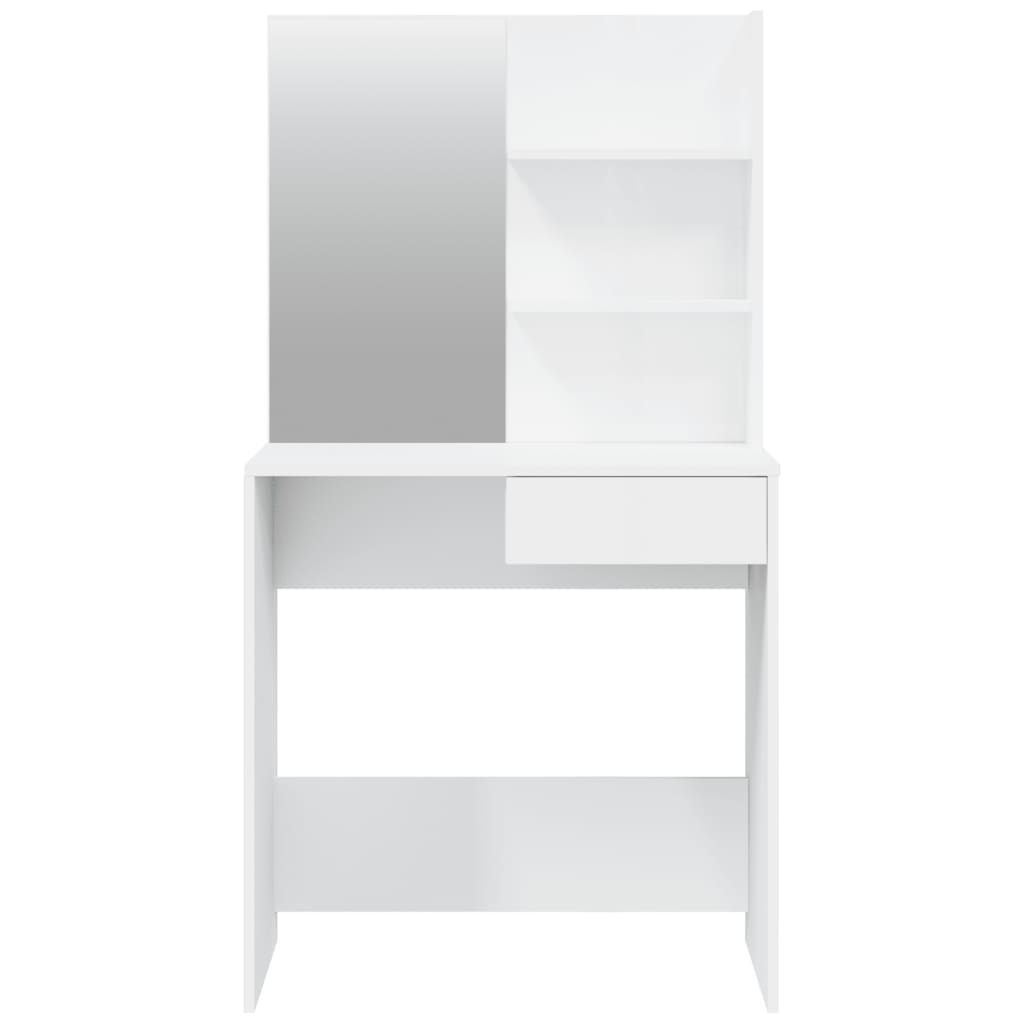 Toeletta con Specchio-Com¨°-Tavolo da trucco Bianco lucido 74,5x40x141 cm