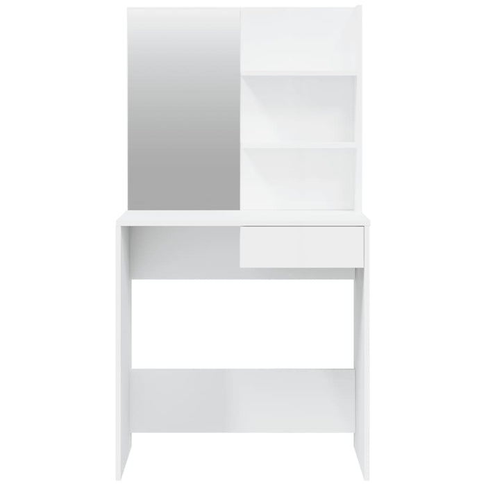 Toeletta con Specchio-Com¨°-Tavolo da trucco Bianco lucido 74,5x40x141 cm