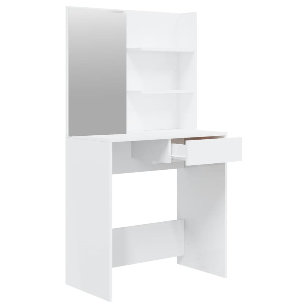 Toeletta con Specchio-Com¨°-Tavolo da trucco Bianco lucido 74,5x40x141 cm