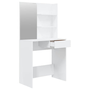 Toeletta con Specchio-Com¨°-Tavolo da trucco Bianco lucido 74,5x40x141 cm