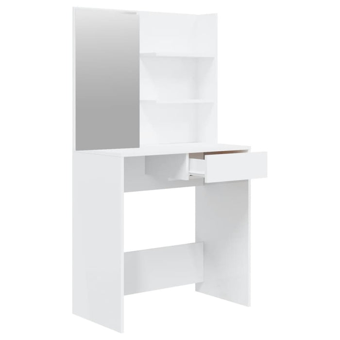 Toeletta con Specchio-Com¨°-Tavolo da trucco Bianco lucido 74,5x40x141 cm