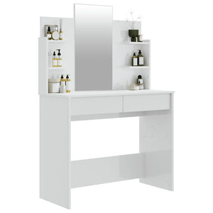 Toeletta con Specchio Bianco lucido 96x40x142 cm 802837