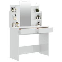 Toeletta con Specchio Bianco lucido 96x40x142 cm 802837
