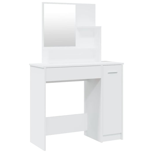 Toeletta con Specchio-Com¨°-Tavolo da trucco Bianco 86,5x35x136 cm